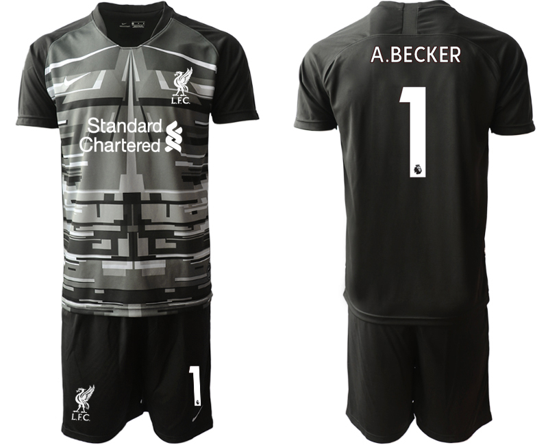 Men 2020-2021 club Liverpool goalkeeper black #1 Soccer Jerseys->liverpool jersey->Soccer Club Jersey